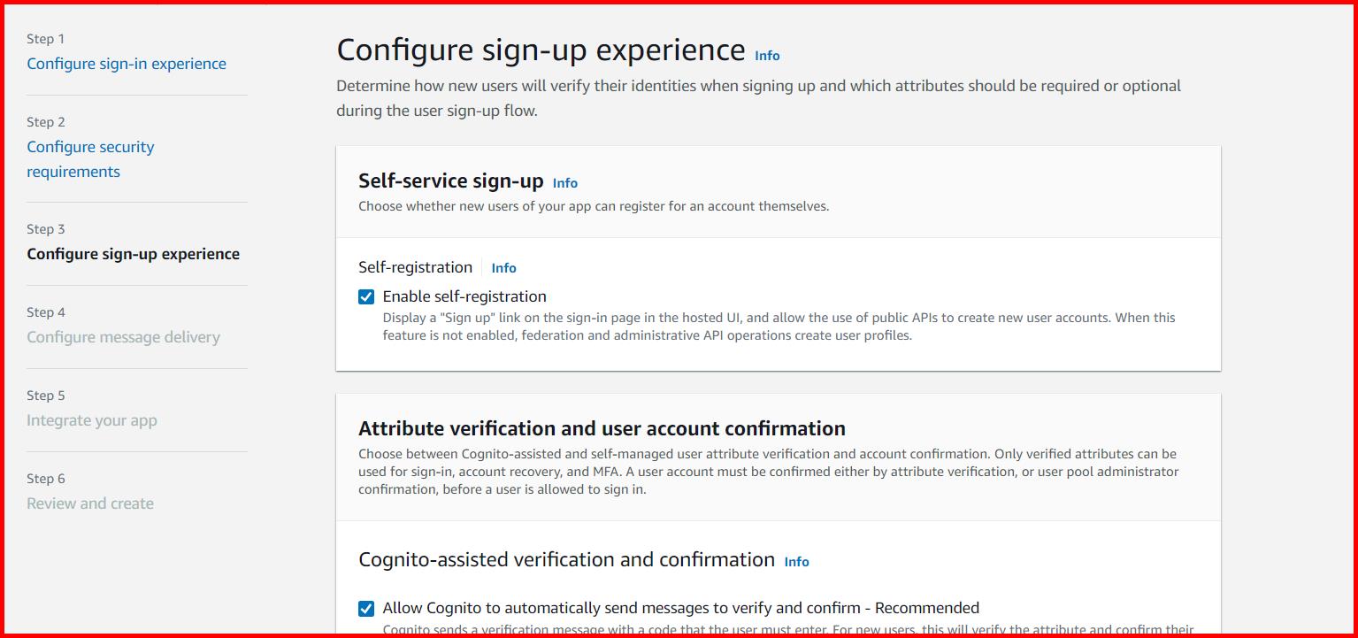 Picture showing the screen for enabling the self-registration
